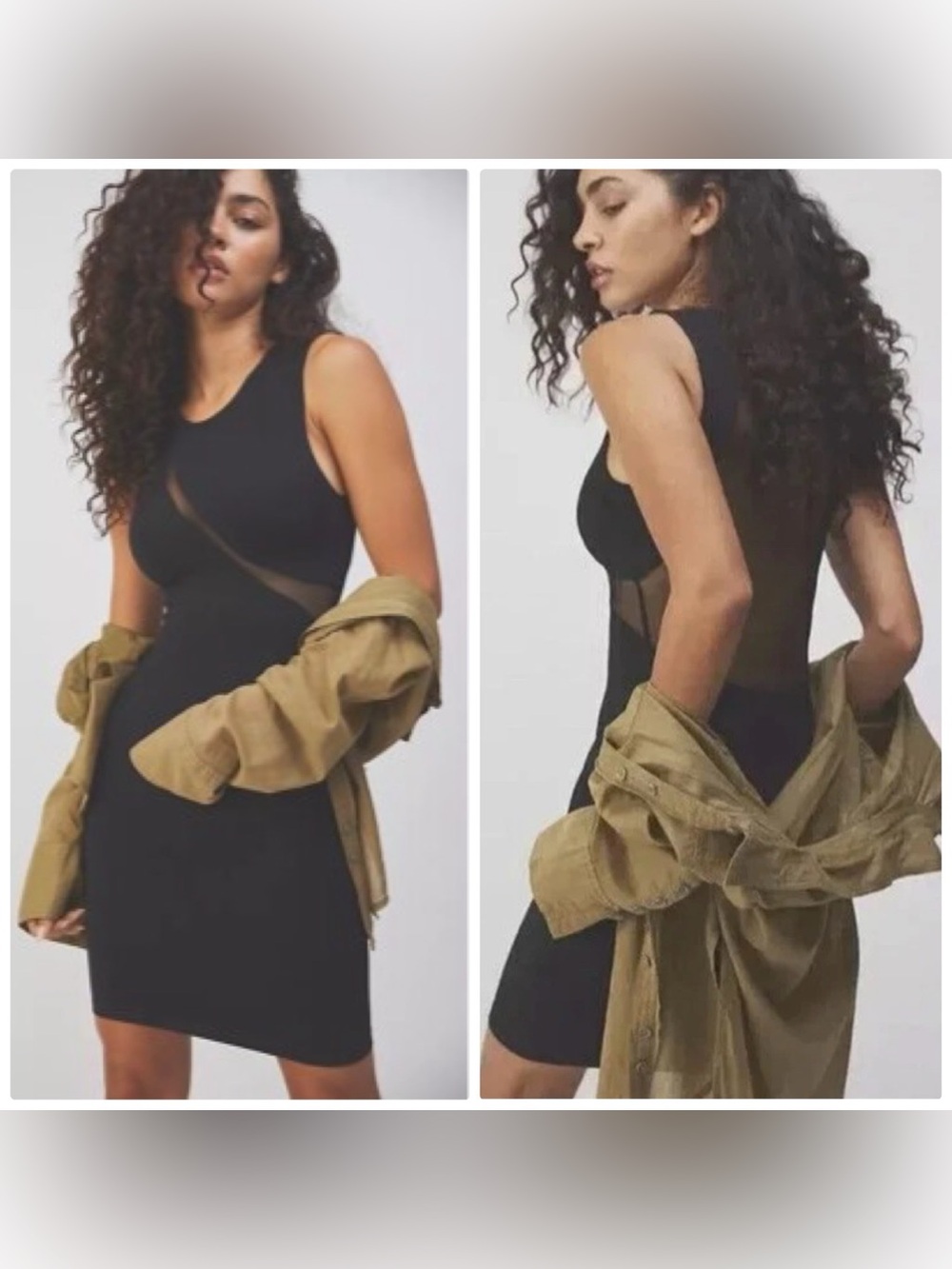 Intimately Free People hide and seek mesh ribbed bodycon mini in black - M/L nwt